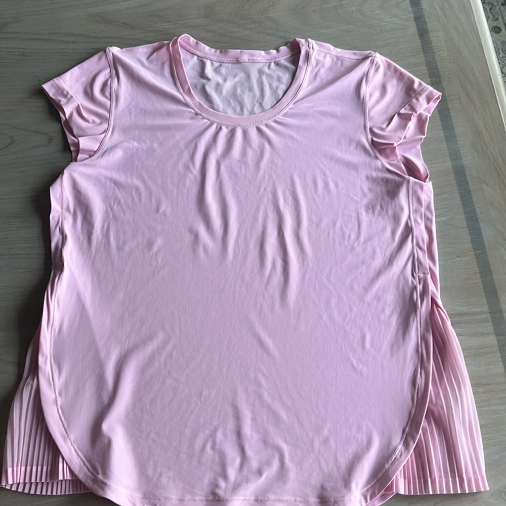 Lululemon Just Pleat It Light Pearl Pink Short Sleeve Top